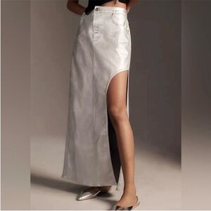 NWT. Anthropologie Pilcro Metallic Denim Maxi Skirt. NEW